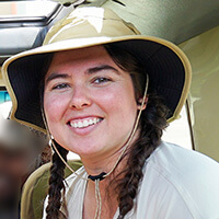 Emily R, happy Mwewe Expeditions safari guest