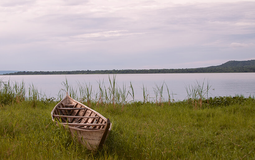 Canoe near the shores of Lake Manyara in Mto wa Mbu, Tanzania