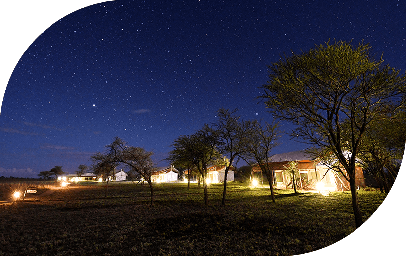 Guest relaxing in a mid-range lodge in Tanzania with cozy interiors and outdoor views.