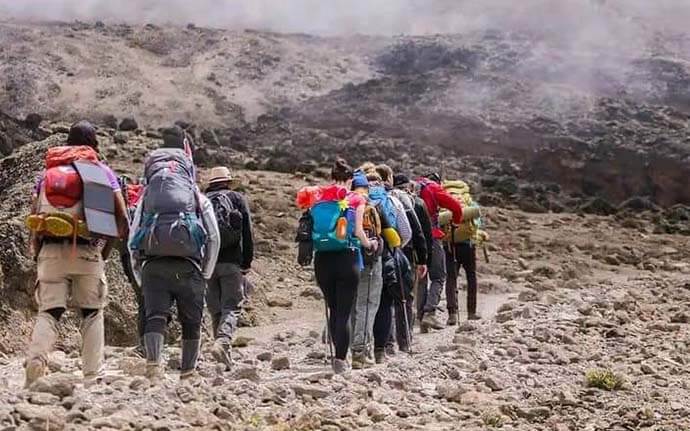 Hikers on the Northern Circuit Route of Mount Kilimanjaro